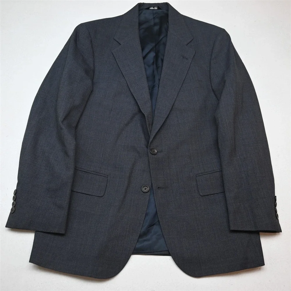 Vtg USA Made Chaps Ralph Lauren 40R 34x29 Blue Nailshead Wool Mens Suit